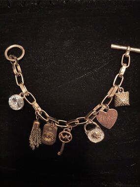 Michael Kors Gold-Tone Charm Bracelet with Crystal Accent